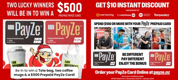 PayZe Promotion – BONUS 2x $500 PayZe card